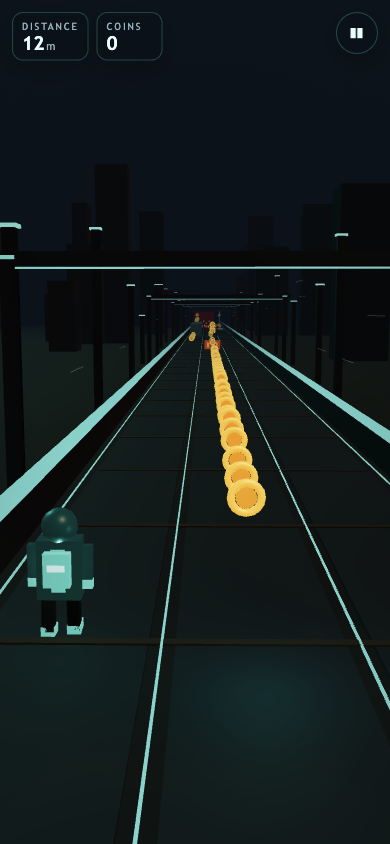 The DeepSeek runner in portrait touch emulation, with the character fully visible in the left lane.