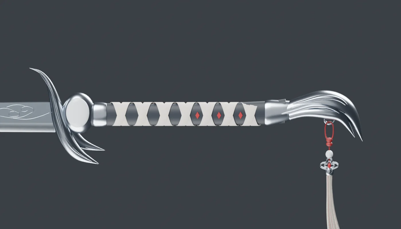 Blender V12 Tang-dao handle detail
