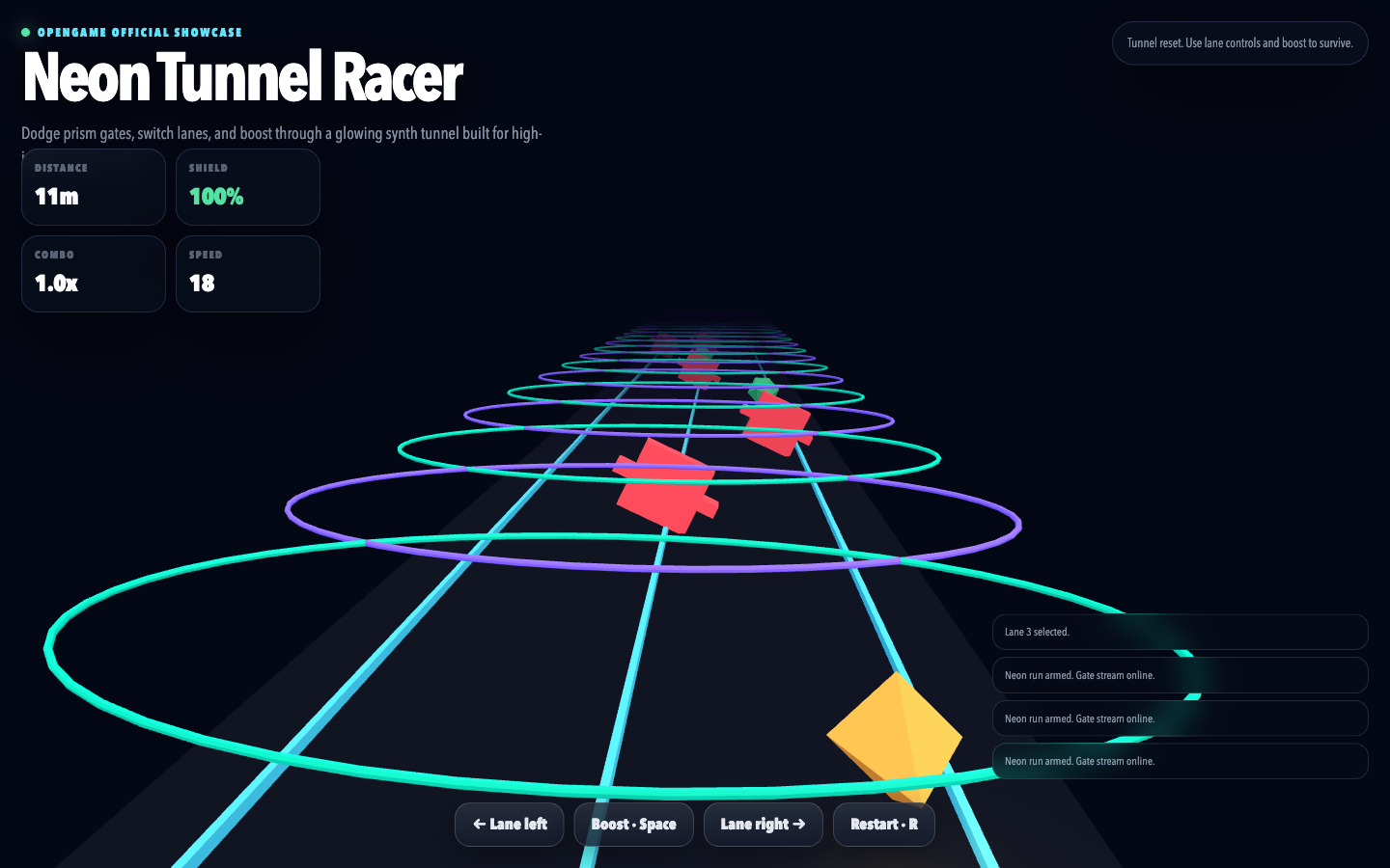 Neon Tunnel Racer